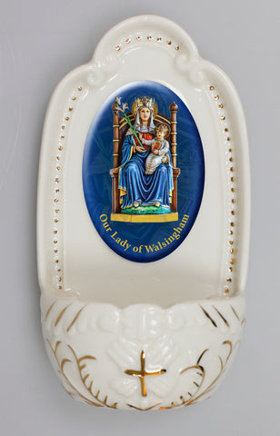 NEW IN- 5.25" Our Lady of Walsingham Water Font