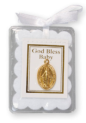 White Baby Blessing with Miraculous Medal