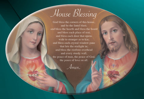 Oval House Blessing Ceramic Plaque