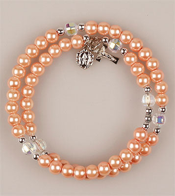 Peach Wrap Rosary Bracelet
