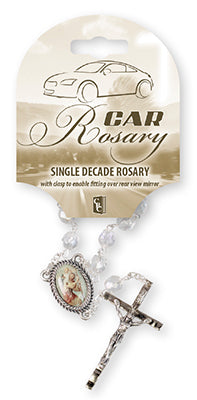 Clear Crystal One Decade Car Rosary