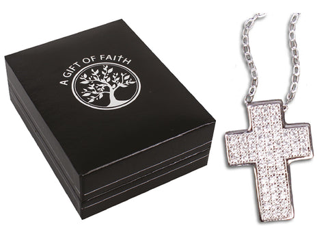 Sterling Silver Cross with Diamond Cut centre & 18" chain