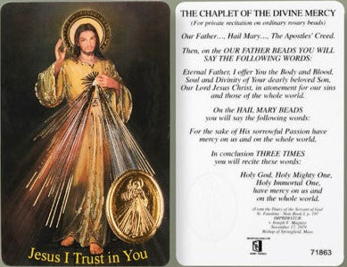 The Chaplet of the Divine Mercy Prayer Card