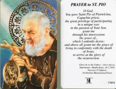 St Pio Prayer Card