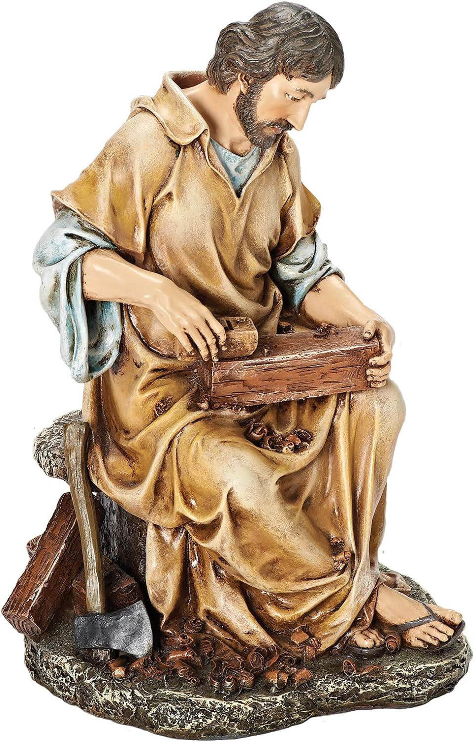 10.25" St Joseph the Carpenter Hand Painted Resin Statue by Roman