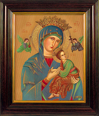 Large Wood Framed Picture - Our Lady of Perpetual Help