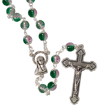Boxed Two Tone 6mm Bead Rosary - Green