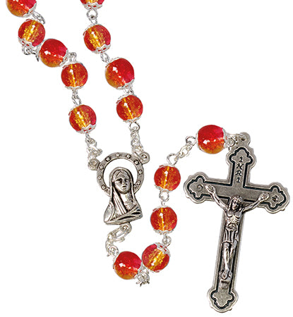 Bpxed Two Tone 6mm Bead Rosary - Red