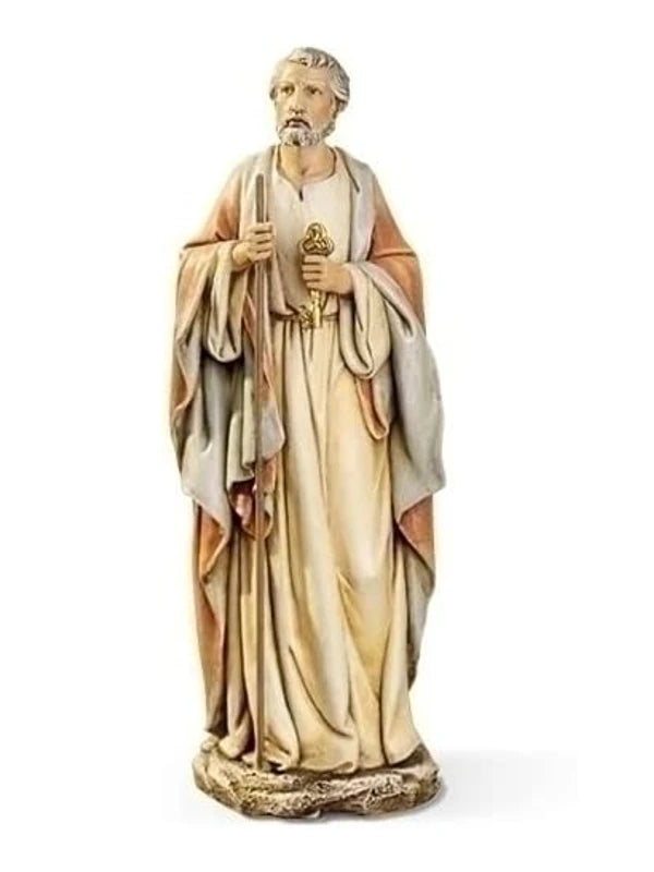 10.25" St Peter Hand Painted Resin statue by Roman