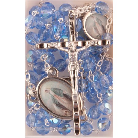 Blue Glass Miraculous Rosary