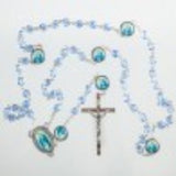 Blue Glass Miraculous Rosary