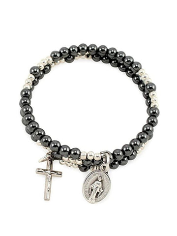 Grey Wrap Rosary Bracelet