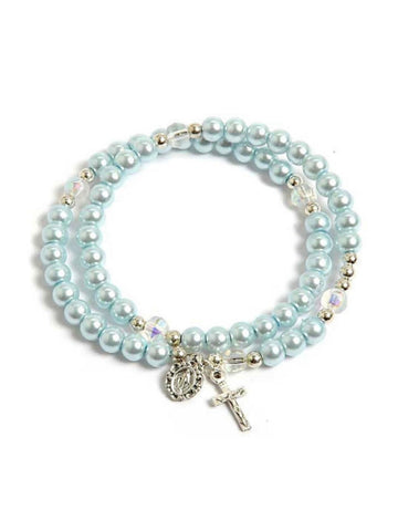Blue Wrap Rosary Bracelet